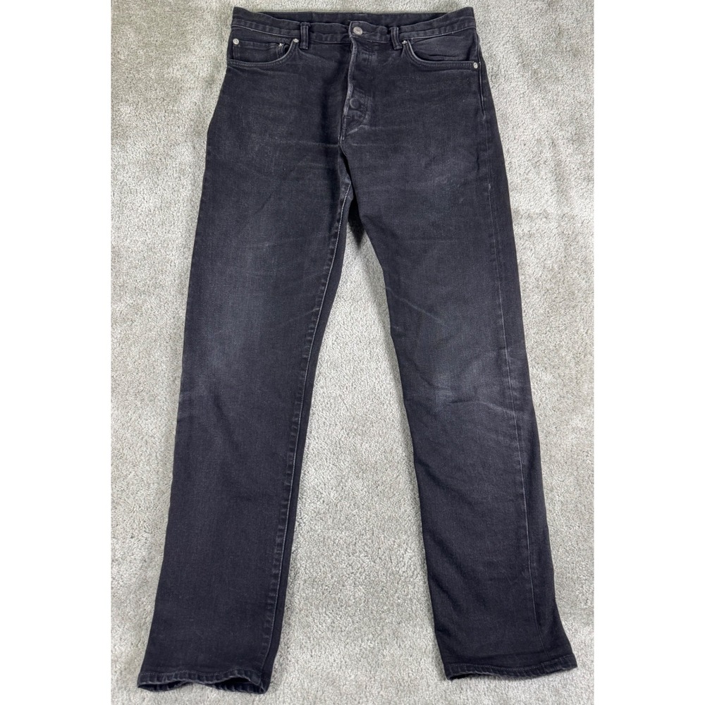 Buck Mason Ford Standard Jeans Mens 32x34 Washed Black Button Fly BM12102.277